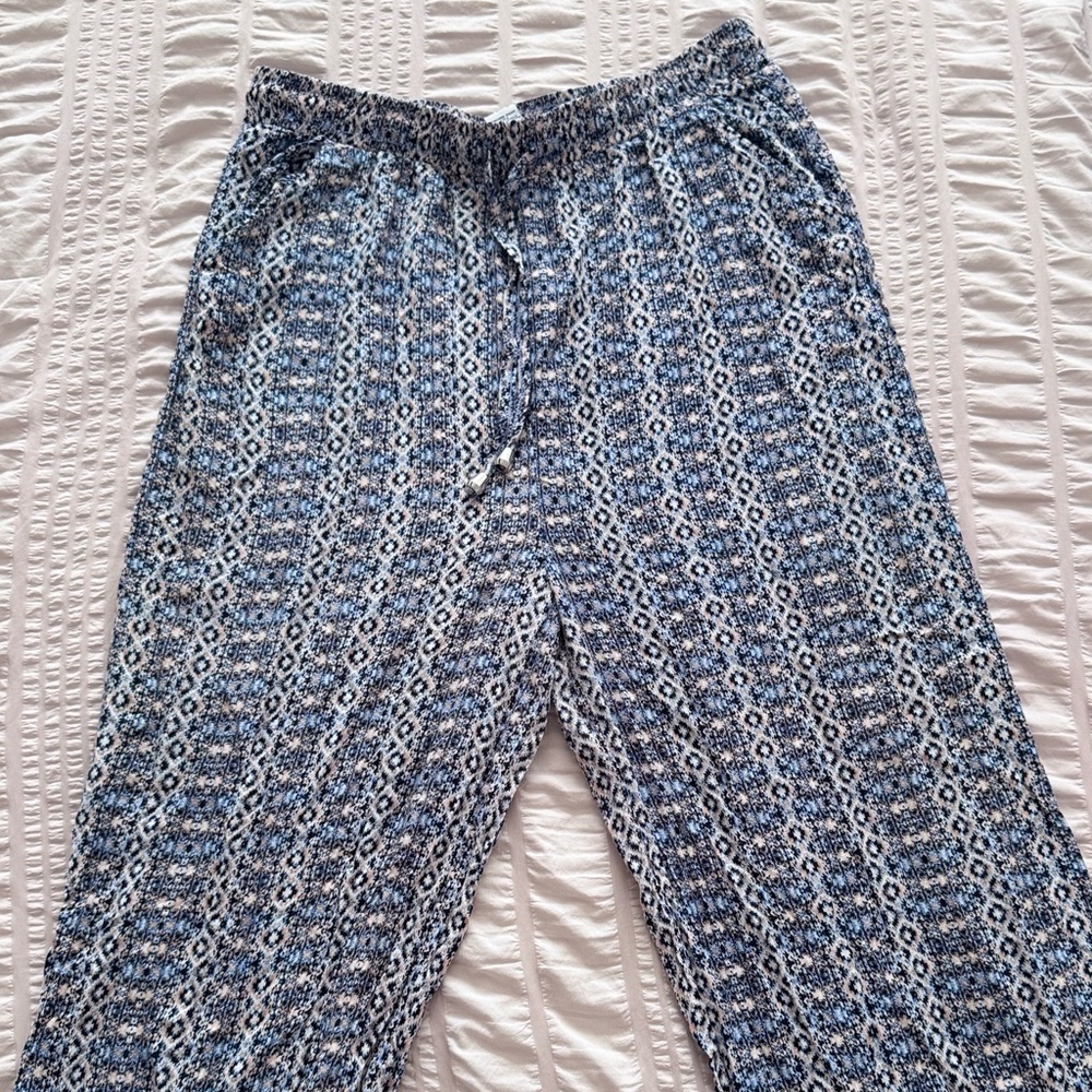 Blue and White Patterned Pants